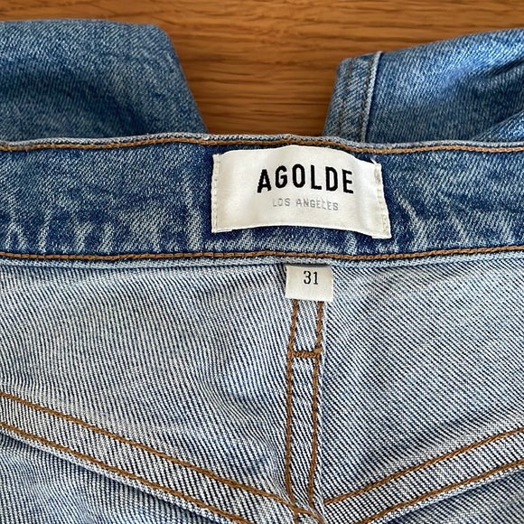 AGOLDE Riley Ripped Super High Waist Crop Straight Leg Jeans in Whiplash - Picture 11 of 13